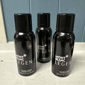 Lot Of 3 Mont Blanc Legend‎ Mousse A Raser Shaving Foam Mens 3.3 oz. 100 ml